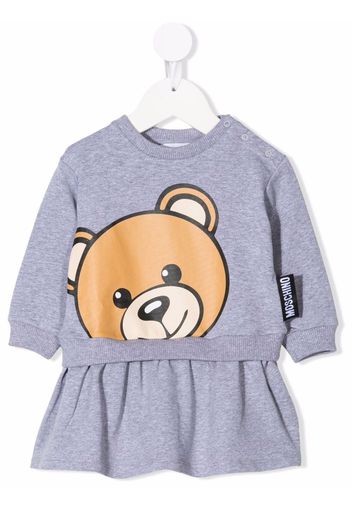 Moschino Kids teddy bear-print sweatshirt dress - Grigio