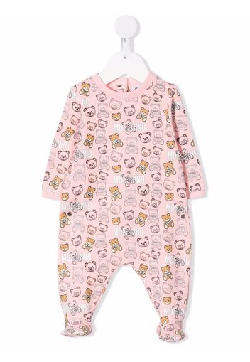 Moschino Kids teddy bear print babygrow - Rosa