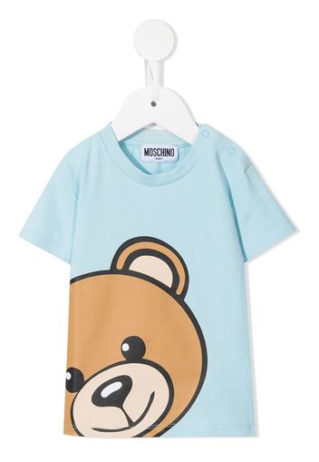 Moschino Kids logo bear print T-shirt - Blu