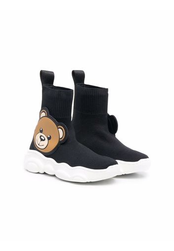 Moschino Kids teddy bear-embellished sock-style sneakers - Nero