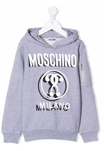 Moschino Kids logo-print cotton hoodie - Grigio