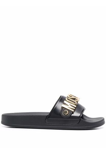 Moschino logo-plaque slides - Nero