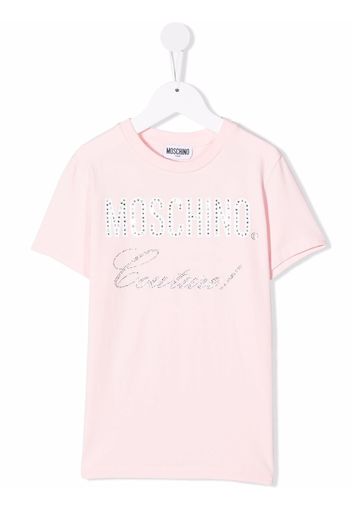 Moschino Kids rhinestone logo-print T-shirt - Rosa