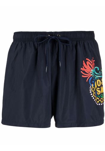 Moschino graphic-print swim shorts - Blu