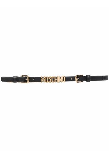 Moschino logo-plaque leather belt - Nero