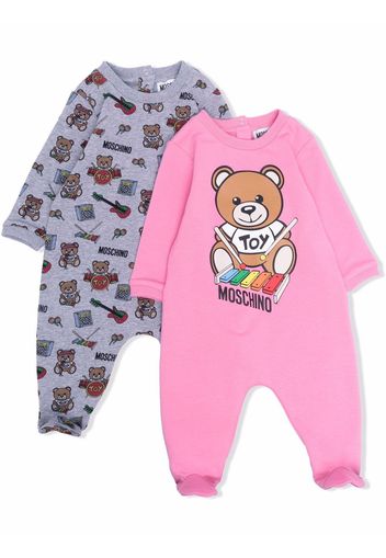 Moschino Kids teddy bear print babygrow set - Verde