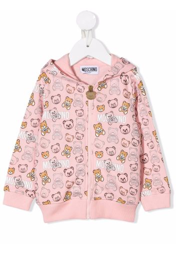 Moschino Kids Teddy Bear print zip-up hoodie - Rosa