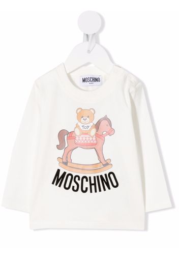 Moschino Kids Teddy logo-print longsleeved top - Bianco