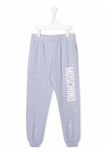 Moschino Kids embellished-logo jogging trousers - Grigio