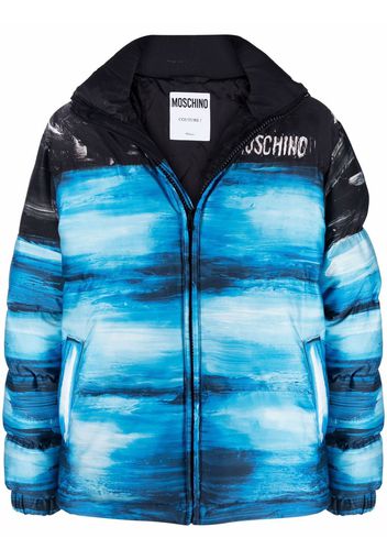 Moschino faded-effect logo coat - Blu