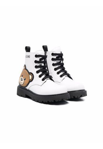 Moschino Kids teddy bear ankle boots - Bianco