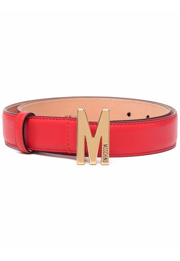 Moschino M logo-plaque belt - Rosso