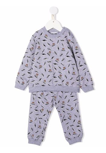 Moschino Kids all-over logo print tracksuit - Grigio