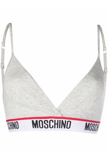 Moschino logo-tape triangle-cup bra - Grigio