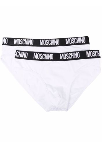 Moschino logo-waistband briefs - Bianco