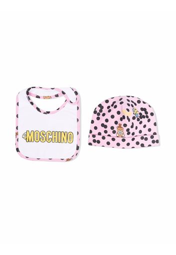 Moschino Kids Set berretto e bavaglino con stampa Minion-Teddy Bear - Rosa