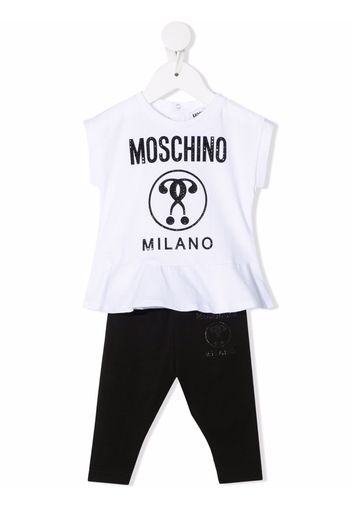 Moschino Kids Tuta sportiva con strass - Bianco