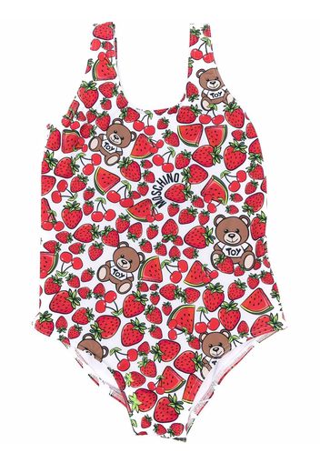 Moschino Kids Costume intero con stampa - Bianco