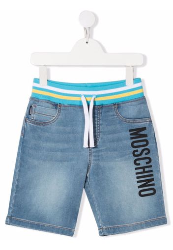 Moschino Kids Bermuda denim con stampa - Blu