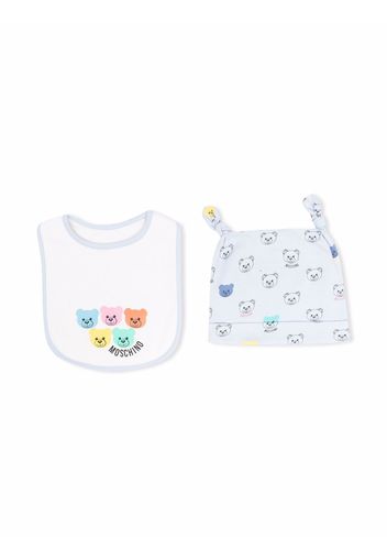 Moschino Kids Set berretto e bavaglino Teddy Bear - Blu