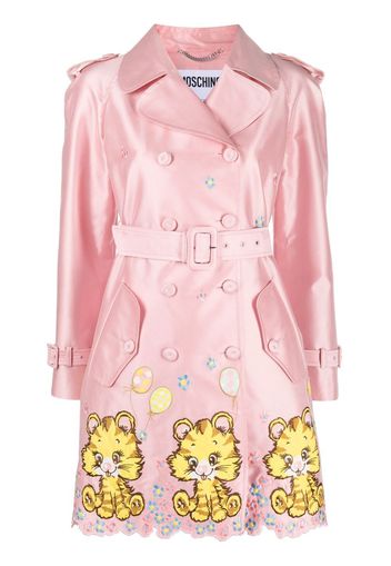 Moschino Cappotto doppiopetto con ricamo - Rosa