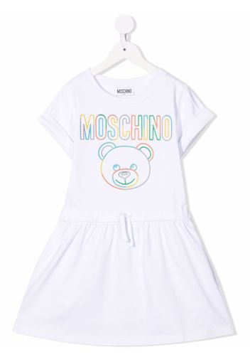 Moschino Kids embroidered-logo T-shirt dress - Bianco