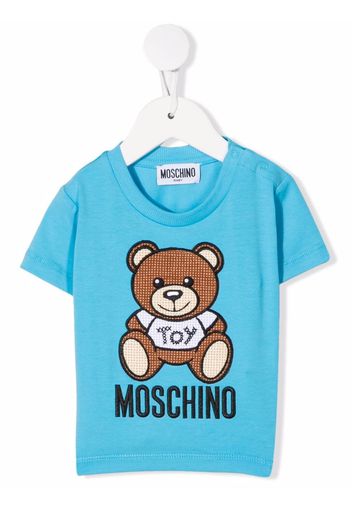 Moschino Kids teddy bear-print short-sleeved T-shirt - Blu