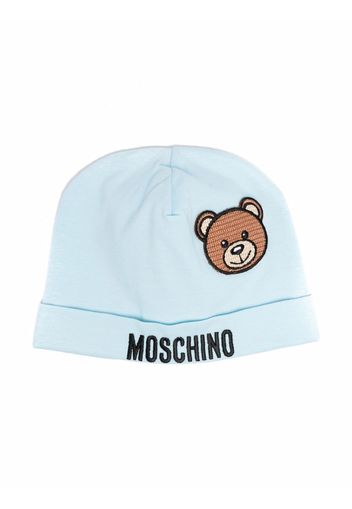 Moschino Kids Teddy Bear logo beanie - Blu