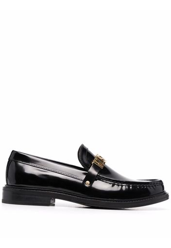 Moschino logo-plaque leather loafers - Nero