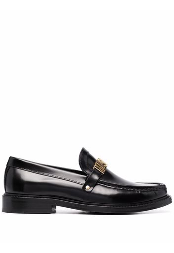 Moschino logo-letterins leather loafers - Nero
