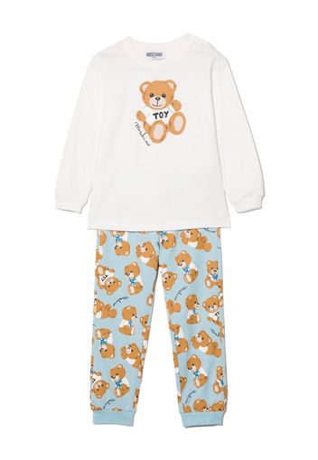 Moschino Kids Teddy Bear-print cotton tracksuit - Bianco