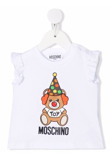 Moschino Kids Teddy-motif ruffle top - Bianco