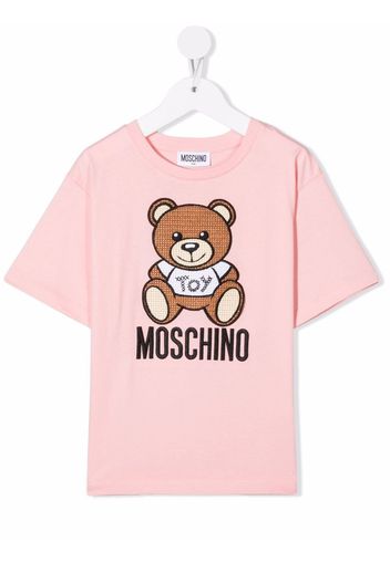 Moschino Kids Teddy Bear-motif cotton T-shirt - Rosa