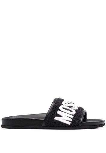 Moschino logo-lettering leather slides - Nero