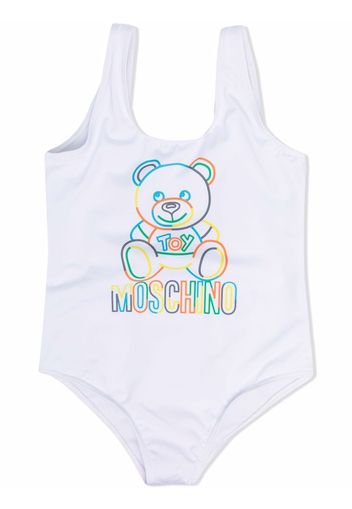 Moschino Kids teddy-print swimsuit - Bianco