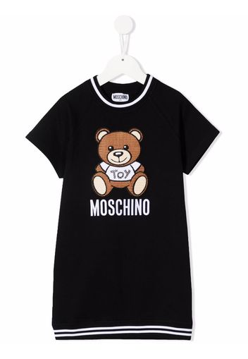 Moschino Kids Teddy Bear logo-print T-shirt dress - Nero