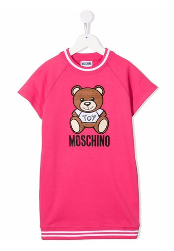 Moschino Kids Teddy-logo shortsleeved sweatshirt dress - Rosa