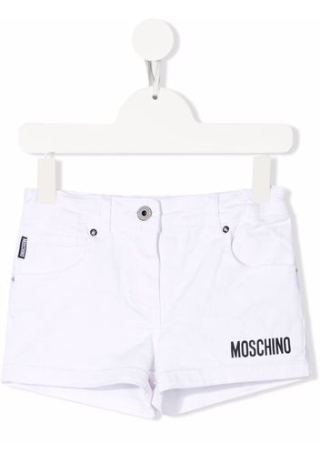 Moschino Kids logo-print denim shirt - Bianco