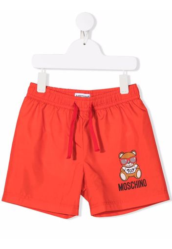 Moschino Kids teddy-print swim shorts - Rosso