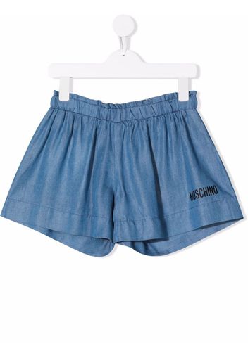 Moschino Kids logo-print detail shorts - Blu