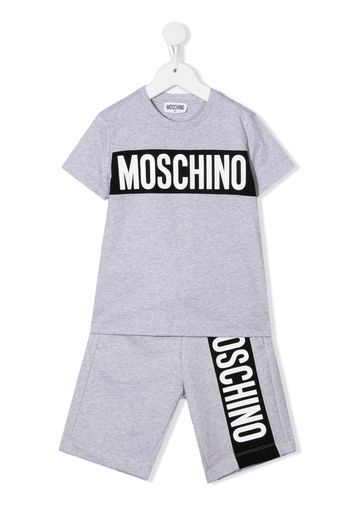 Moschino Kids Set top e shorts con stampa - Grigio