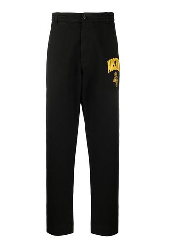 Moschino logo-print straight-leg trousers - Nero