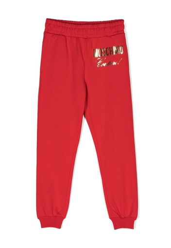 Moschino Kids Pantaloni sportivi con stampa - Rosso