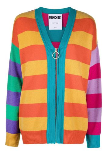 Moschino Cardigan a righe con zip - Arancione