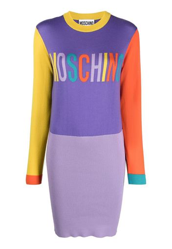 Moschino embroidered-logo knitted dress - Blu