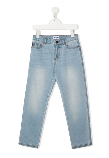 MOSCHINO KIDS Jeans slim con applicazione - Blu