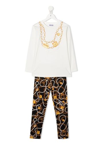 Moschino Kids Set T-shirt e leggings Toy Necklace - Bianco