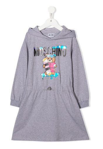 Moschino Kids logo-print drawstring dress - Grigio