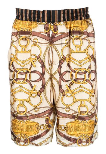 Moschino Teddy-print silk shorts - Toni neutri