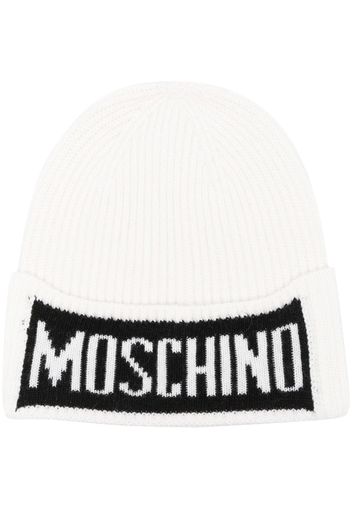 Moschino intarsia-logo knit beanie - Bianco